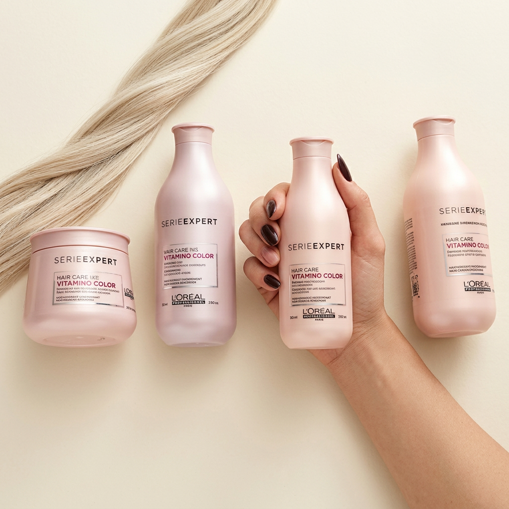 L'Oréal Professionnel shampoo, conditioner and hair mask packaging used at TONES Salon Lahore