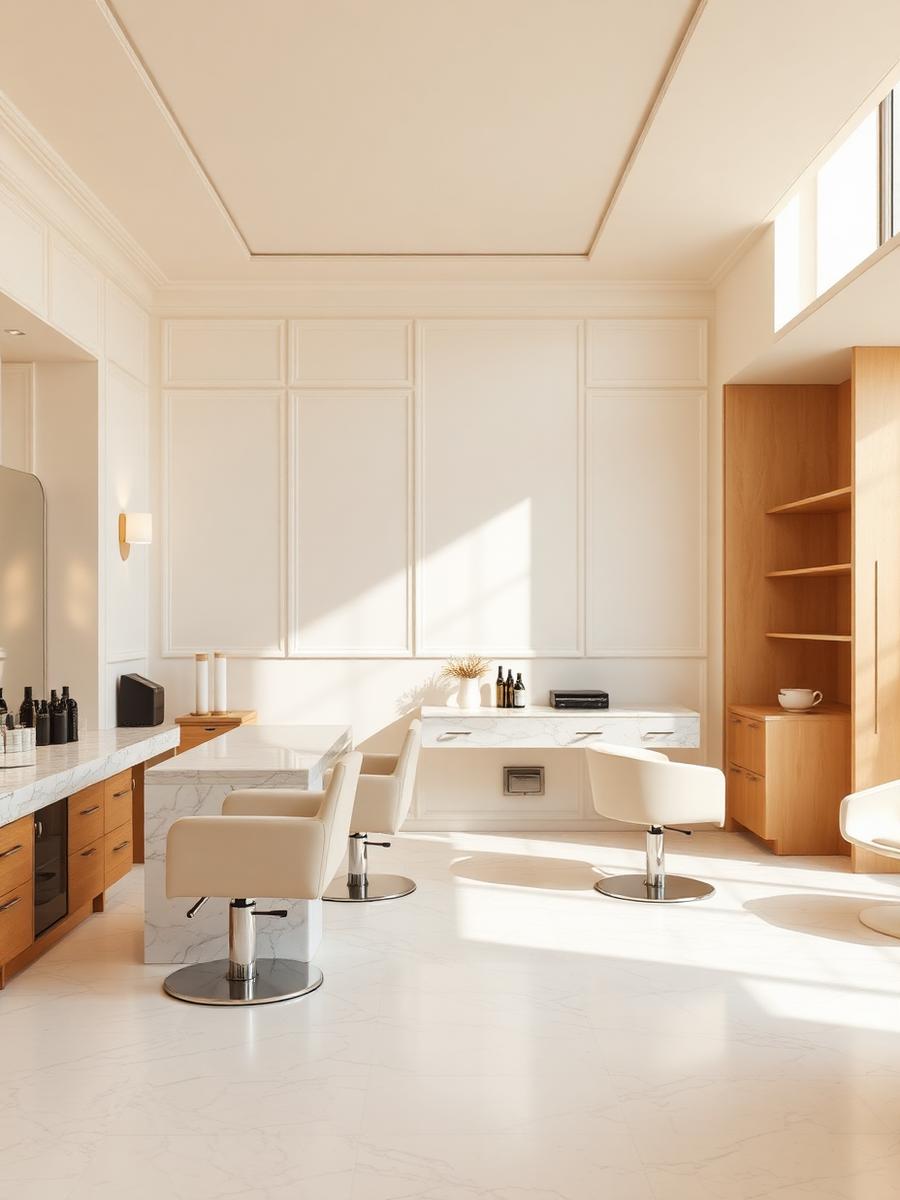TONES salon interior with marble styling stations