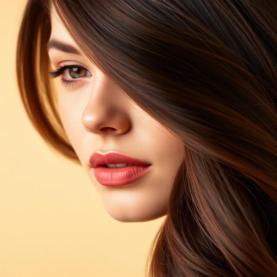 Glossy brunette blowout styled at TONES
