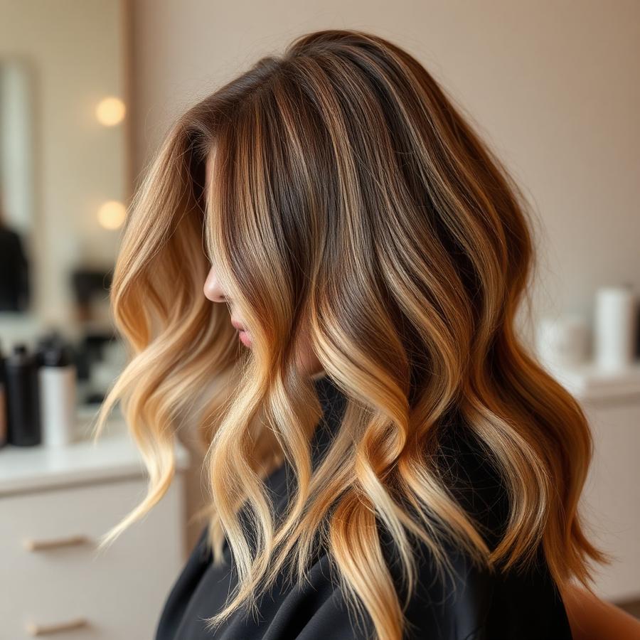 Warm balayage colour work